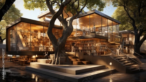 a modern urban open library in Shusha City