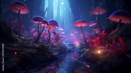 An enchanting Radiant Rafflesia meadow, where the entire landscape is aglow with their stunning bioluminescence.