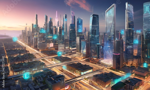  Explore the interconnected network of smart city technology, where 5G connectivity and cloud-based services converge to create an urban landscape of unprecedented efficiency and innovation. ai genera
