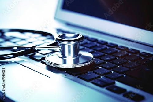 processed cross keyboard laptop stethoscope admittance business care chart clinic closeup computer datum database doctor document documentation forensic health hospital ill disease