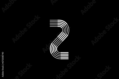 Logo 2 Letter monogram parallel lines, number Design Template.