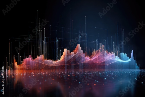 illustration 3d form graph technology data visualisation abstract datum business complex futuristic infographic glitch background networking social system communication statistic
