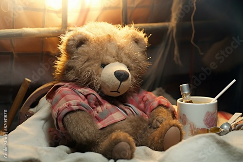 sick teddy hospital health care medicals children injured teddy medicine pediatric sick wounded bear band bandage caucasian make well diagnosis ear exam face head bruised hygienic ill