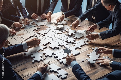 puzzle people business puzzle business solution idea piece team jigsaw businessman people cooperation connection concept teamwork modern table success strategy symbol creative