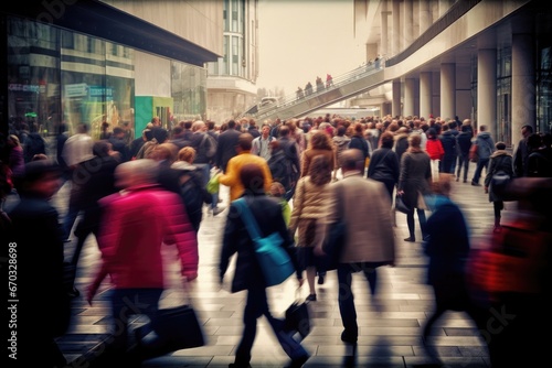 concept crowded consumerism commuter shopping consumer people rush hour crowd mall abstract blurred tied-up casual attire commuting contemporary costumer fast going group haze hurry hustle