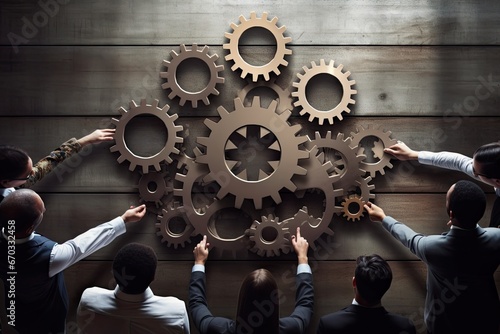 gears joining people business team business cog gear teamwork businessman success concept people cogwheel solution machine mechanical connection strategy cooperation group part