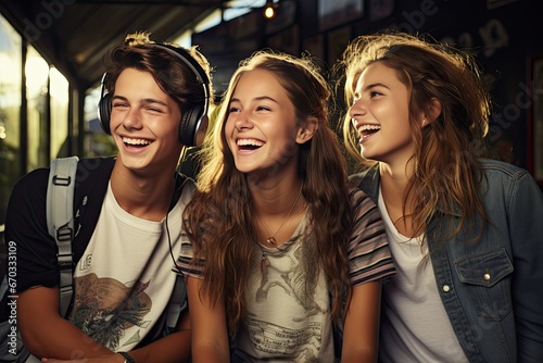 laughing teenagers group teenage girlfriend friendship college enjoyment girl camaraderie happy healthy lifestyle outdoors people student 4 woman young summer fun