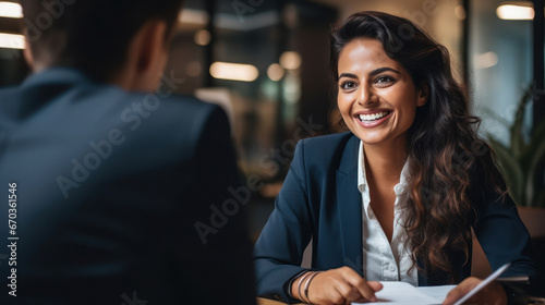 Indian woman recruiter taking interview