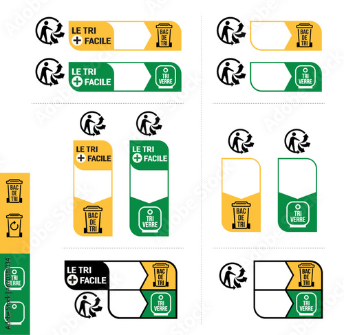 Triman Logo for the recycling of poly-bags in France. Recyclage déchets picto produits info tri poubelle verre