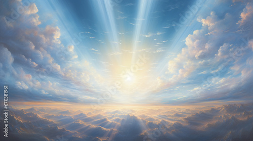 天から降り注ぐ祝福の光のイメージイラスト