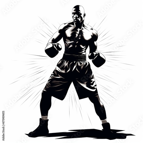 illustration of vector illustration of an african american boxer in, Generative ai