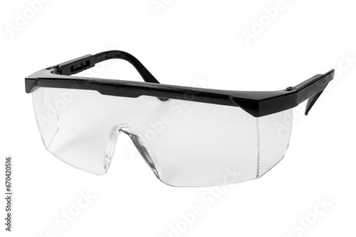 Protective work glasses isolated on a white background.
