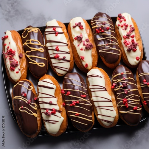 illustration of Eclairs for Valentines Day, Generative ai