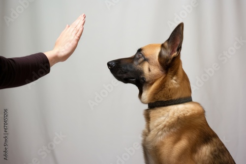 dog obeying silent hand commands