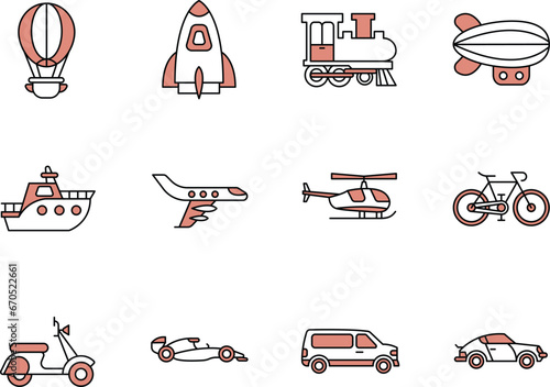 Transport Vector Flat Icons Pack