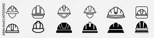 Construction helmet linear icon. Helmet icon . Motorcycle helmet sign and symbol. Construction helmet icon. Safety helmet icon, Helmet icon. Builder safety helmet vector icon
