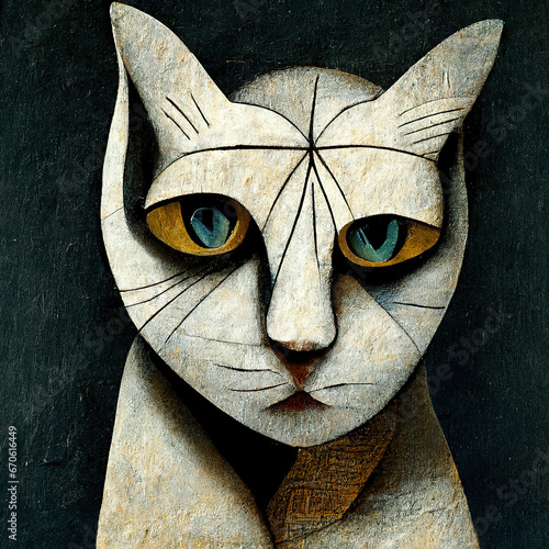 abstract portrait of a cat, cubism, artistic, art, colors, generative AI