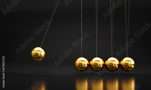 newton pendulum in gold metal background