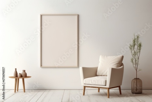 armchair in a room, interior mockup, living room mock-up, modern beige room mock up, empty wall mock-up, blank wall mockup, cosy chair mockup