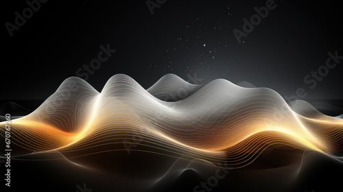 Futuristic Grayscale Audio Waveform Visualization. Generative AI