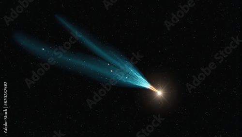 Comet/asteroid/meteor in space