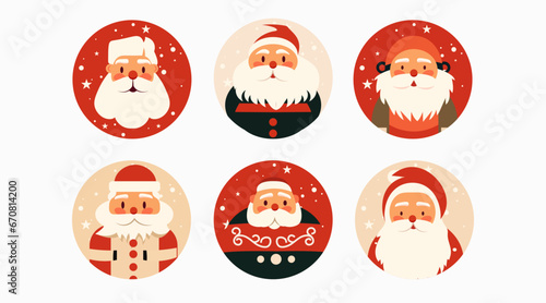 set santa clauses characters in hats collection christmas eve holiday happy new year celebration horizontal