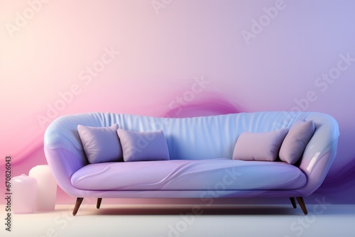  Sofa with a gradient color concept, transitioning from pastel lavender to light gray, adding a touch of artistic flair, Generative AI