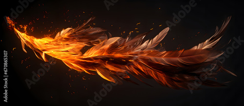A burning white feather on a black background 3