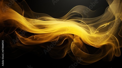 Light neon yellow smoke color on dark background. AI generated image