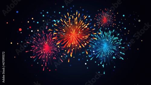 Exploding Festival Firework in Night Sky, Holiday Celebration Scene