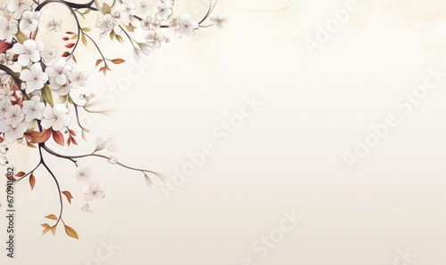 Contemporary Beige and Blush Design with Floral Accents background, card.