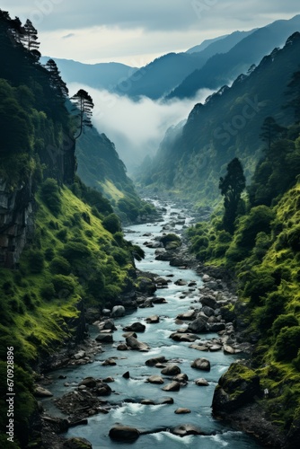  Serene landscape of the Himalayan foothills in Himachal Pradesh, Generative AI