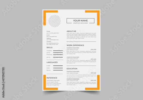 Clean Modern trendy Resume and Cover Letter Layout Vector Template for Business Job Applications, Minimalist resume cv template, Resume design template, cv design, curriculum vitae in illustrator