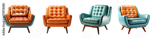 retro vantage armchairs Hyperrealistic Highly Detailed Isolated On Transparent Background Png File