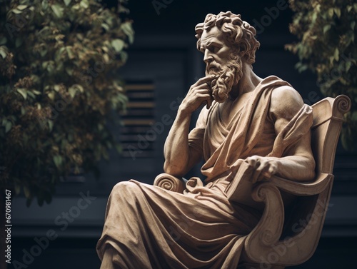 illustration of philosopher statue , Generative ai