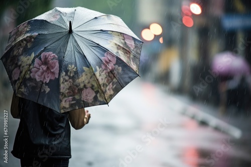 an umbrella fighting against heavy downpour