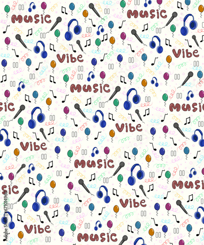 Hand drawn music doodles vector illustration.Hand drawn sketch set of music culture doodles, instruments, notes, signs and symbols. Party pattern.