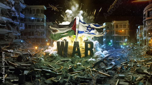 Palestine and Israeli War Visual - War, the visual presentation of the war. - generative ai