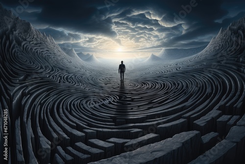 Man walking in labyrinth