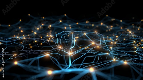 3D illustration of neural networks, Big data and cyber security, Data flows, Global databases and artificial intelligence