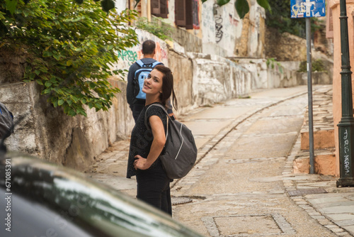 dziewczyna ulica grecja piękna okolica saloniki