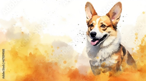  a painting of a corgi dog in a watercolor style. generative ai