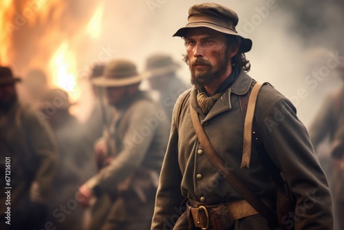 Historic War Scene. Warfare of the 1860s. Civil War battlefield concept. Spotsylvania - Virginia