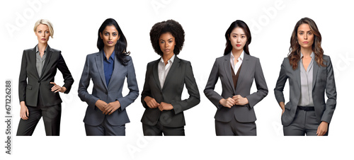 Collection set of business woman on white transparent background.
