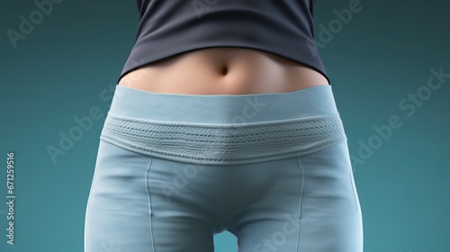Close up of body of a slender woman in a sportswear