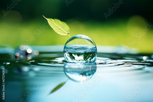 The purest drinking water in the water saving concept. Background with selective focus and copy space