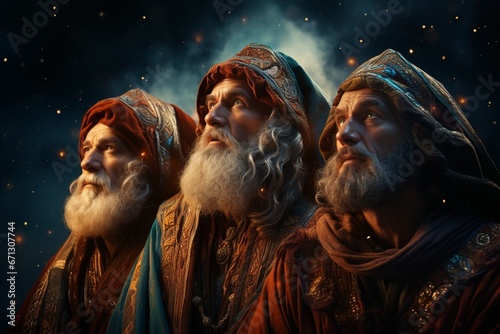 Wise Men from the East Undertake Their Pilgrimage to Witness the Birth of the Messiah, Following the Guiding Star