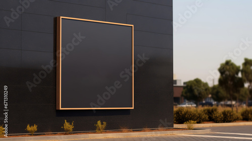 Outdoor Exterior Signage Mockup Featuring a Stunningly Detailed Facade Display for Brand Advertising, Promotions, and Aesthetic Visual Representation in a Contemporary Urban Setting