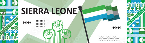 Sierra Leone national day banner design, Creative green white blue design. Sierra Leone flag Africa Vector Illustration,independence day celebration background images..eps