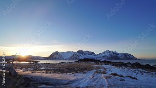 Snow mountain during winter season at Norway, Europe